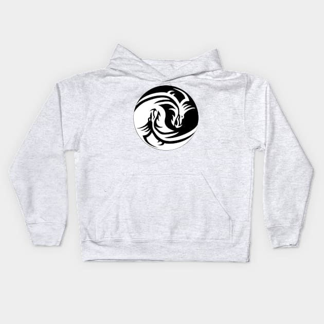 yin yang dragon Kids Hoodie by WordFandom